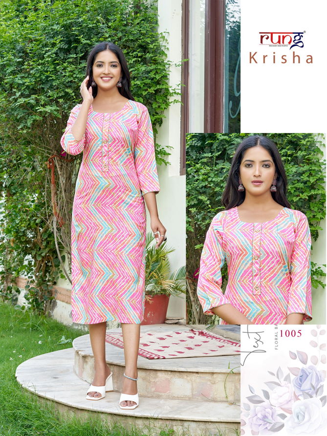 Krisha By Rang Rayon Printed Kurtis Catalog